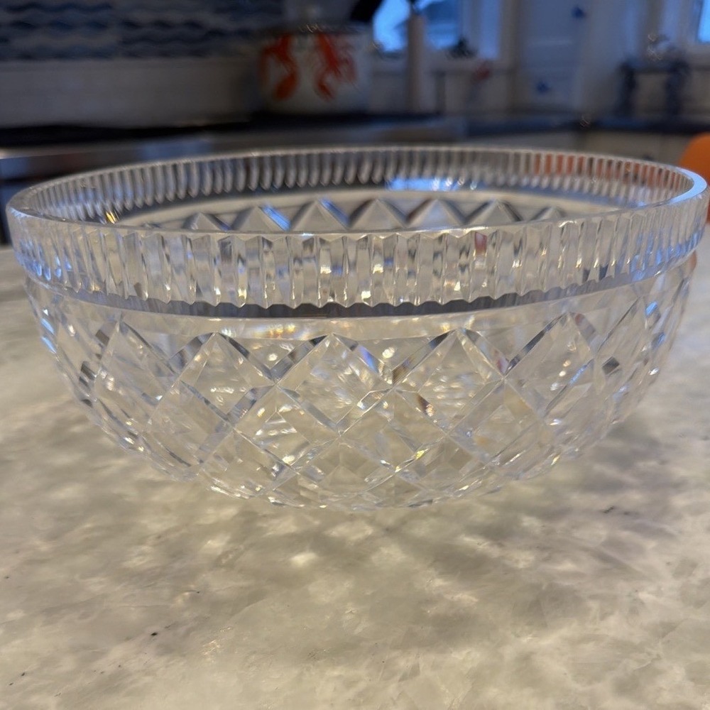 Vintage Waterford Crystal Kileen diamond 10" Cut Glass Centerpiece Serving Bowl